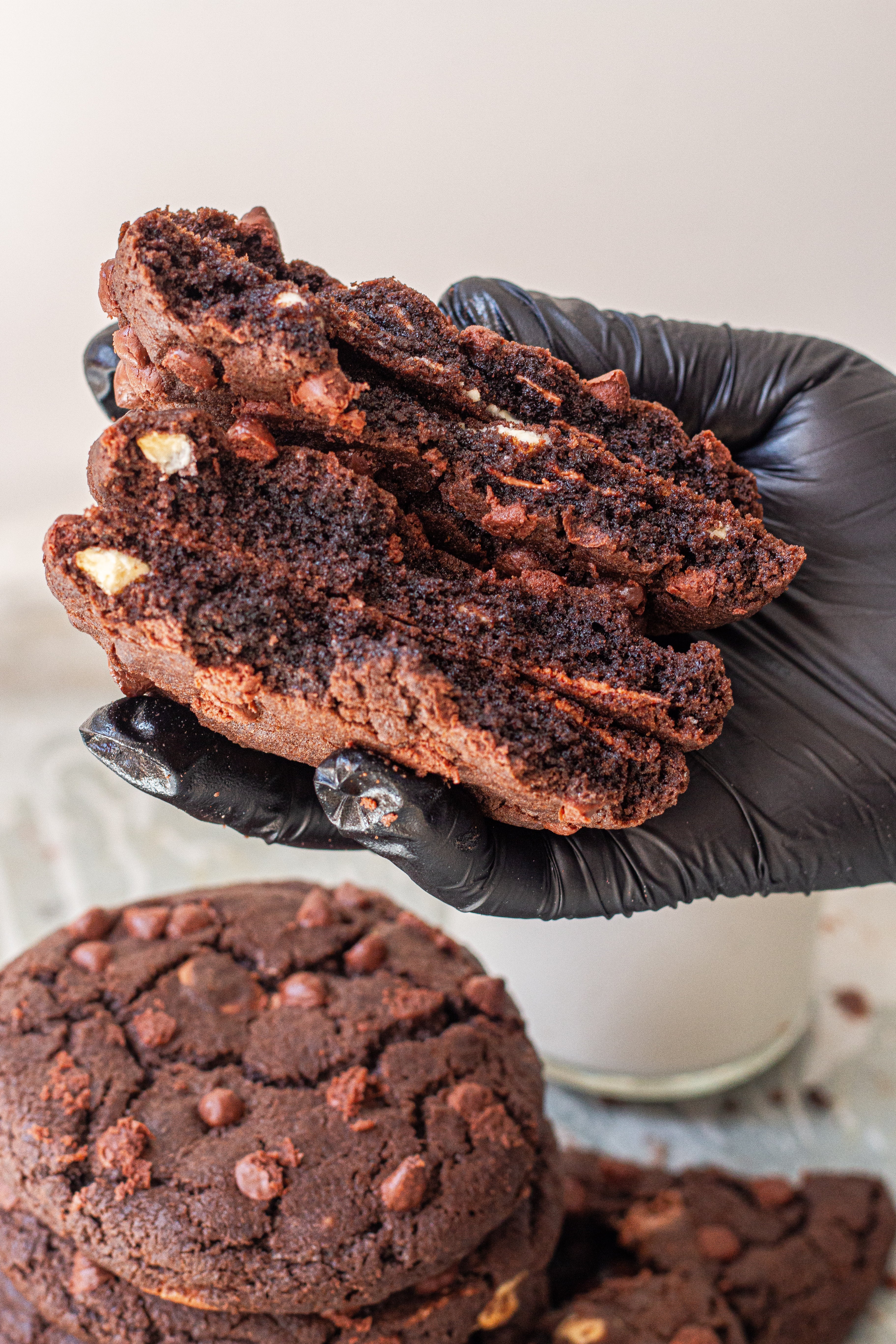 Triple choc cookies