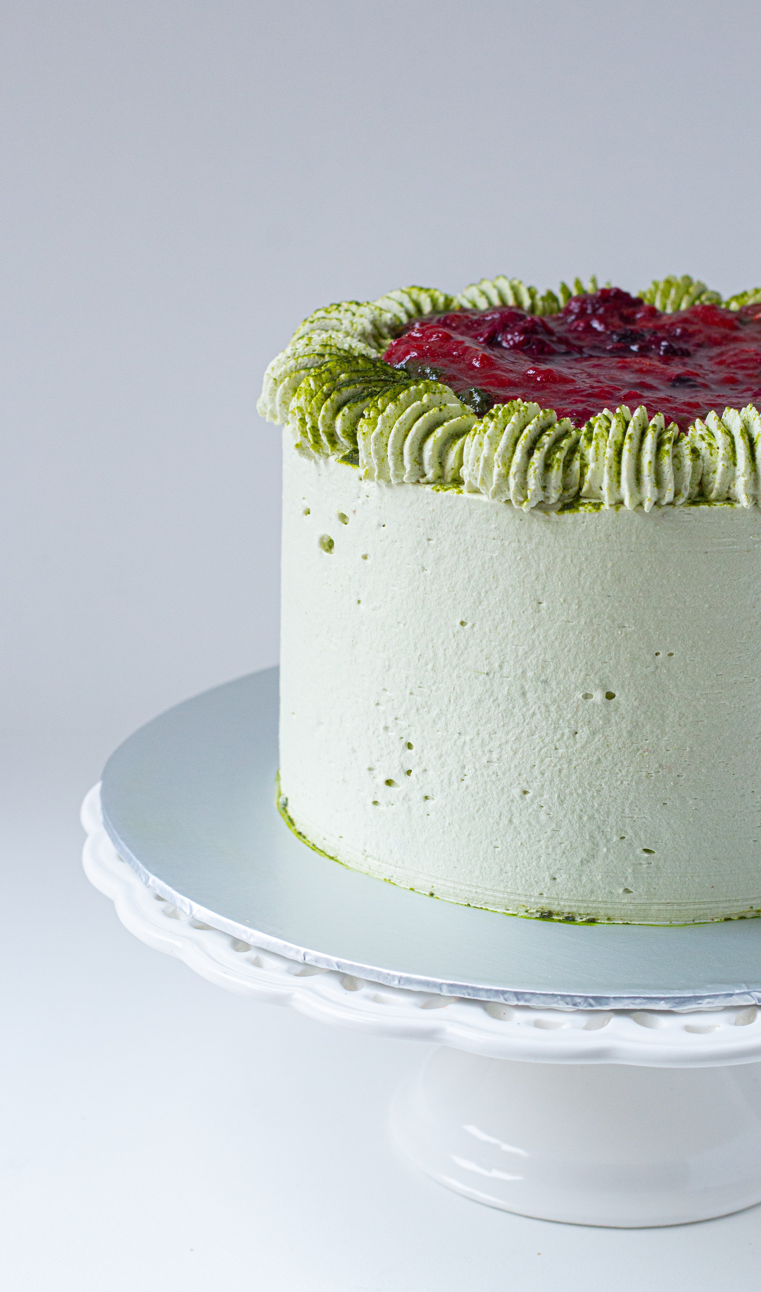 Strawberry and matcha cake