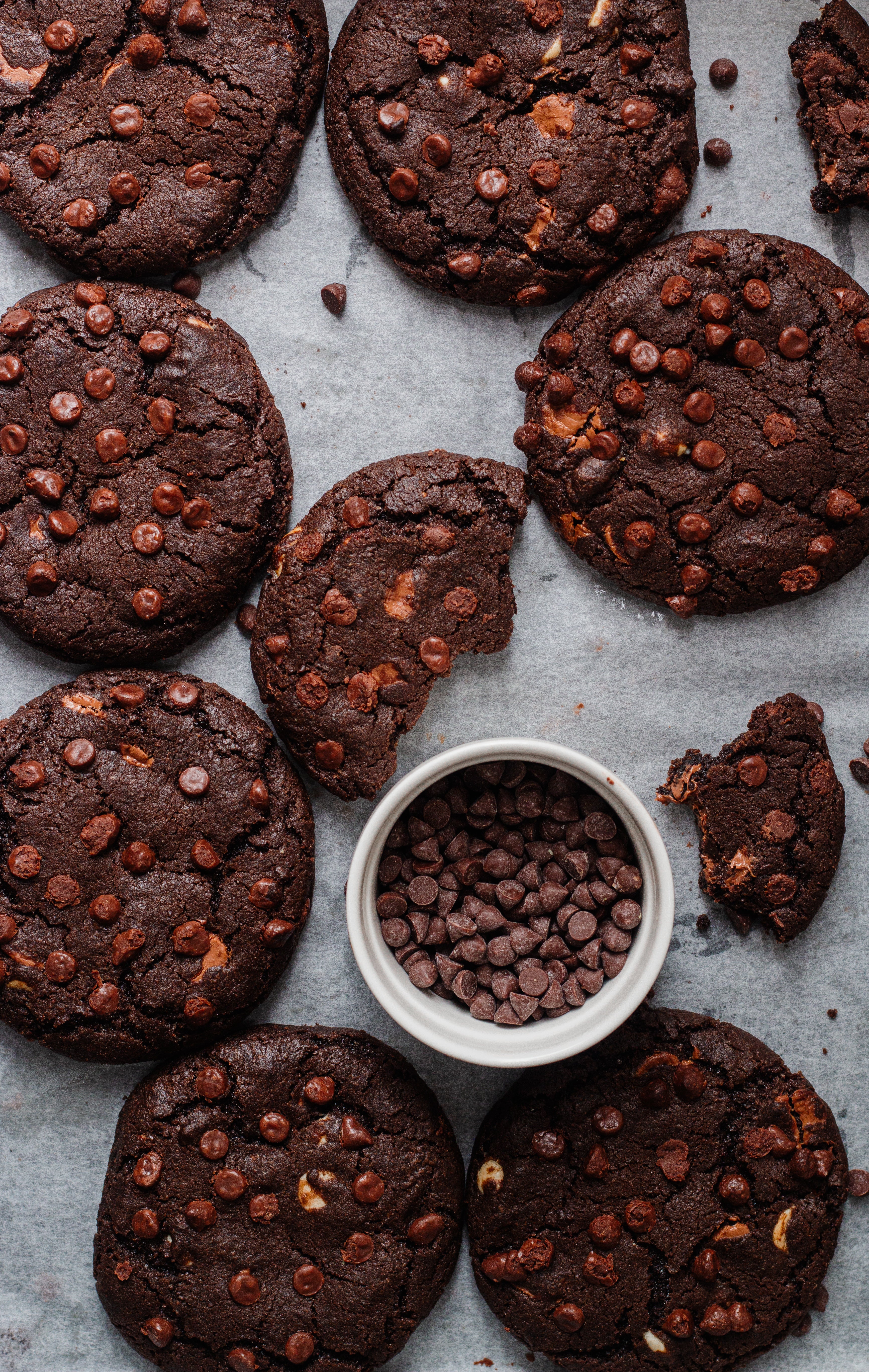 Triple choc cookies