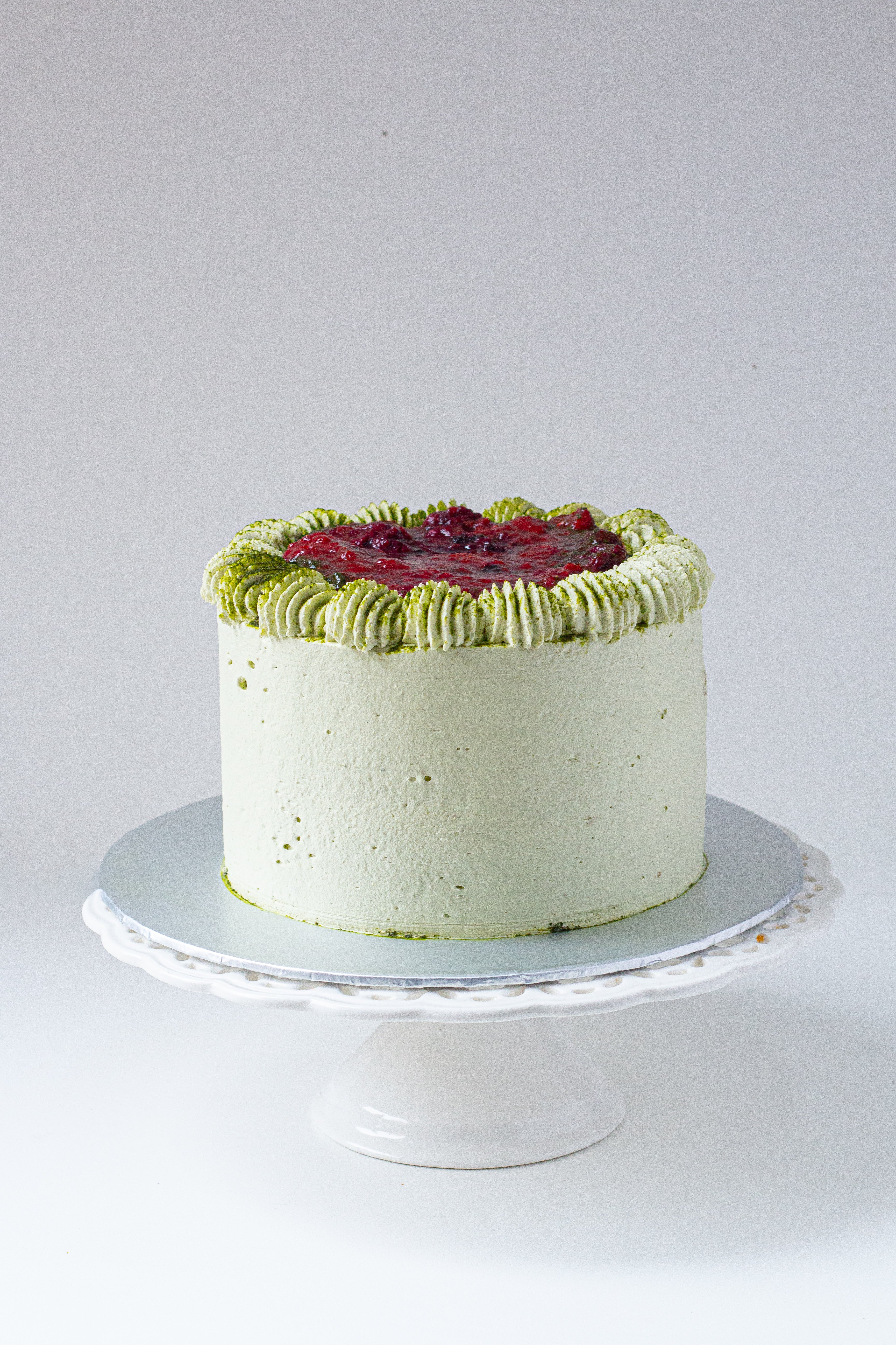 Strawberry and matcha cake