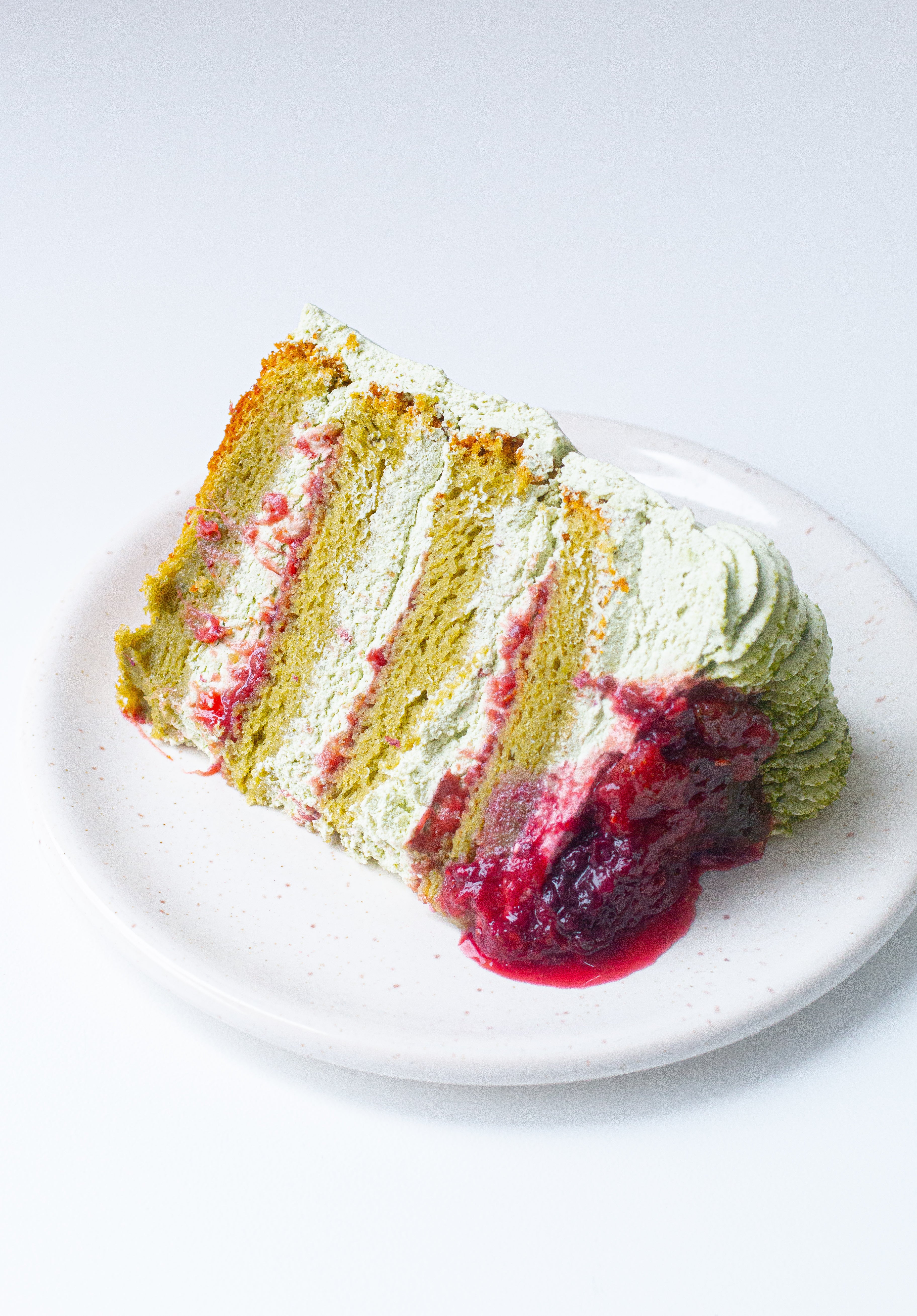 Strawberry and matcha cake