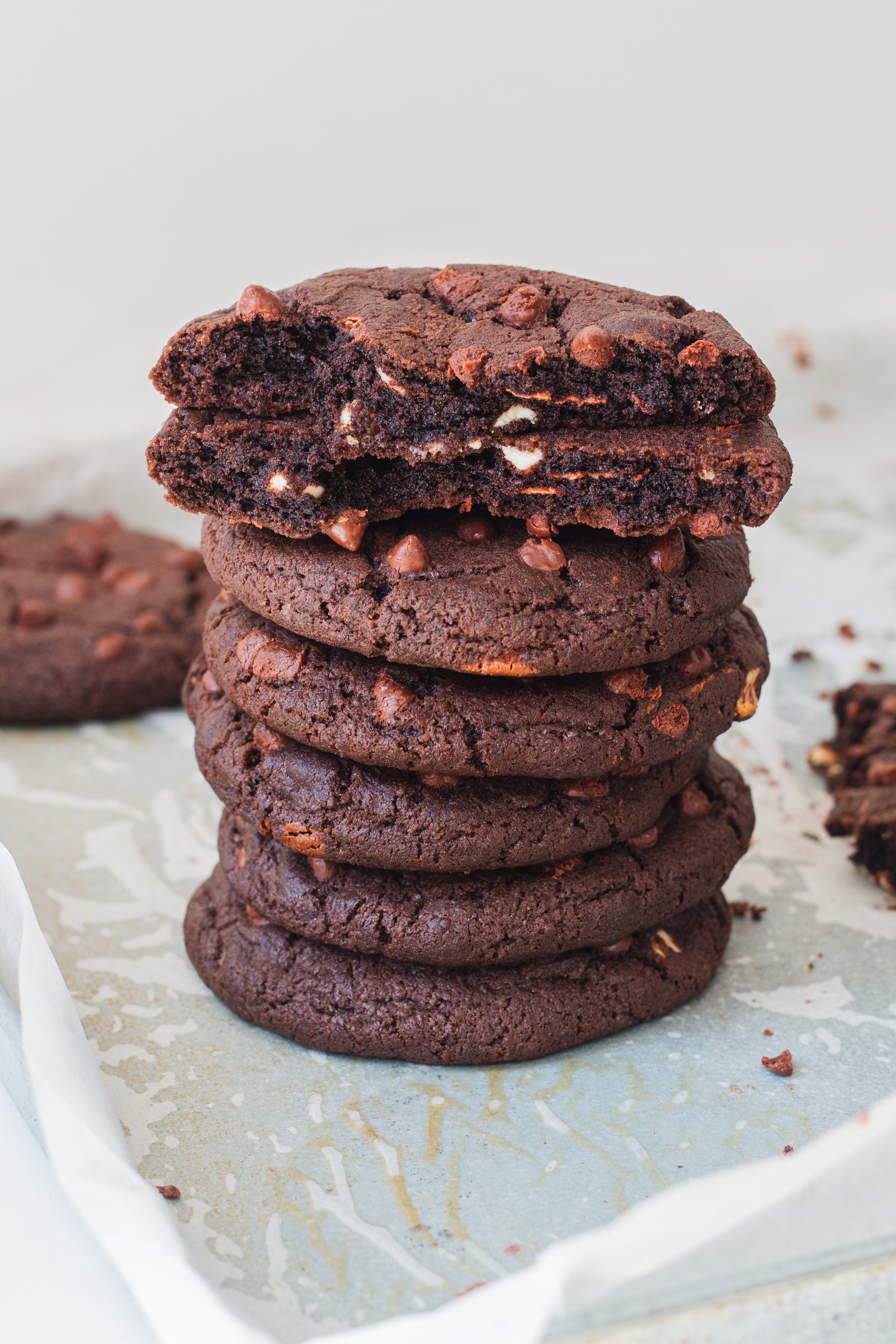 Triple choc cookies